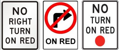 Знаки запрета поворота на красный направо